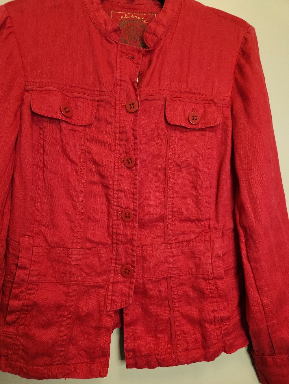 Coldwater Creek Celebrate Your Spirit Linen Button-up Jacket Size 10 - Picture 10 of 14